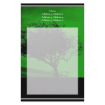 Glastonbury Hawthorn. Tree on Hill. Green Black. Stationery