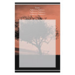 Glastonbury Hawthorn. Tree on Hill. Orange Black. Customized Stationery