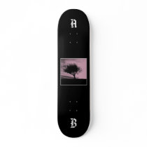 Glastonbury Hawthorn. Tree on Hill. Pink, Black. Skate Decks