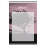 Glastonbury Hawthorn. Tree on Hill. Pink, Black. Customized Stationery