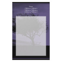 Glastonbury Hawthorn. Tree on Hill. Purple Black. Stationery Paper