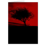 Glastonbury Hawthorn. Tree on Hill. Red and Black. Greeting Cards