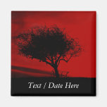 Glastonbury Hawthorn. Tree on Hill. Red and Black. Fridge Magnets