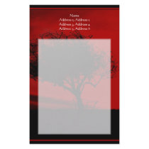 Glastonbury Hawthorn. Tree on Hill. Red and Black. Customized Stationery