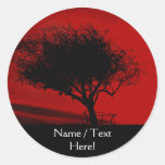 Glastonbury Hawthorn. Tree on Hill. Red and Black. Sticker