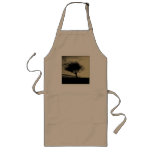 Glastonbury Hawthorn. Tree on Hill. Sepia Color. aprons