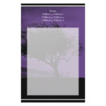 Glastonbury Hawthorn. Tree on Hill. Violet, Black. Stationery