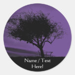 Glastonbury Hawthorn. Tree on Hill. Violet, Black. Stickers