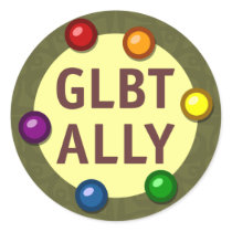 GLBT Ally Baubles Round Sticker
