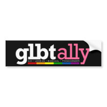 GLBT Ally Black Bumper Sticker bumper stickers