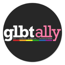 GLBT Ally Round Black Sticker by jamieco GLBT Ally Round Black Sticker