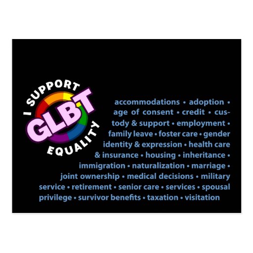 GLBT Equality Black Postcard