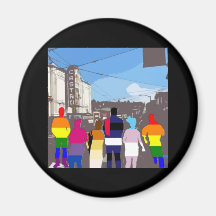 GLBT Pride People in the Castro #2 Fridge Magnets
