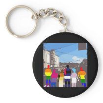 GLBT Pride People in the Castro #2 Key Chain