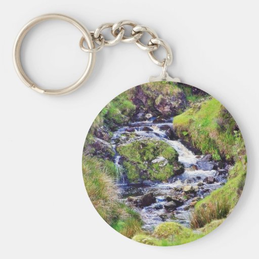 Glengesh Pass In Ireland Stream Brooks Water Moss Key Chains
