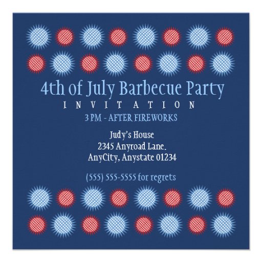 Glimmering Stars Fourth of July Party Invitations (front side)