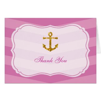 Glitter Anchor Nautical Bridal Thank You Card