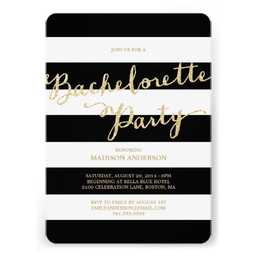 Glitter and Glam | Bachelorette Party Invitation (front side)