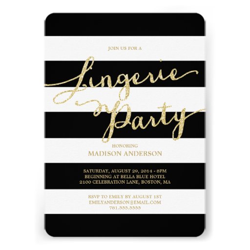 Glitter and Glam | Lingerie Party Invitation (front side)