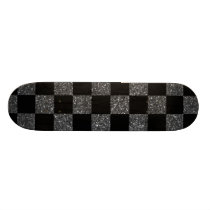 Glitter black glitter checkered pattern skate decks