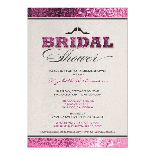 Glitter Bling Bridal Shower Invitation (fuchsia)