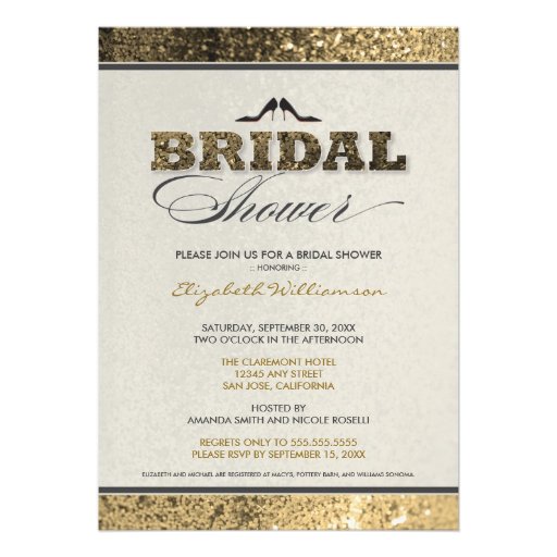 Glitter Bling Bridal Shower Invitation (gold)