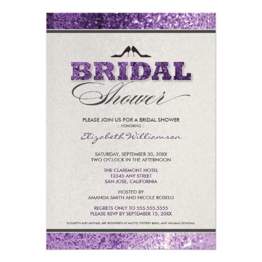 Glitter Bling Bridal Shower Invitation (purple)