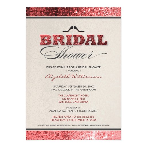Glitter Bling Bridal Shower Invitation (red)