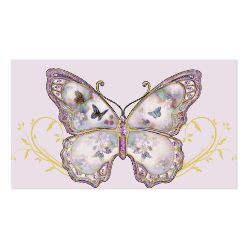 Glitter Butterfly on Lavender Wedding Place Cards Business Card Template (back side)