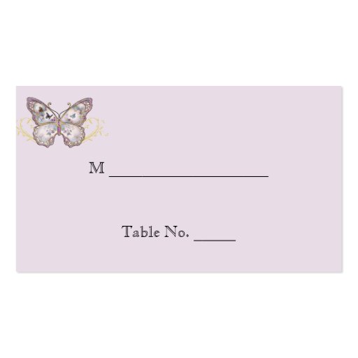 Glitter Butterfly on Lavender Wedding Place Cards Business Card Template (front side)