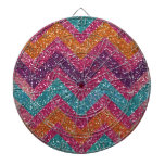 Glitter Chevron Pink Purple Orange Teal Dartboard