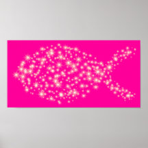 Glitter Christian Fish Symbol Poster