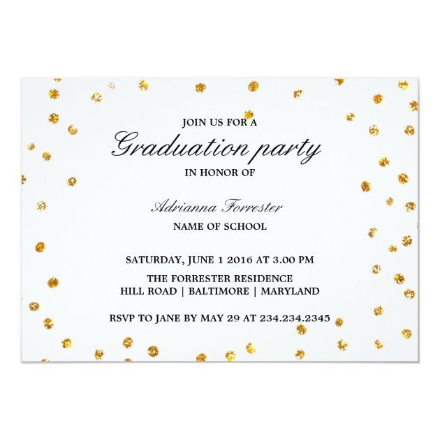Glitter Confetti Lets Celebrate The Graduate 5x7 Paper Invitation Card