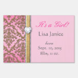 Glitter Damask Baby Shower Sign It's a Girl!