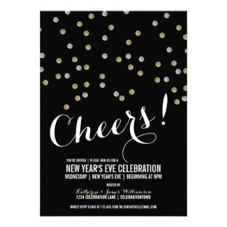 Glitter Dots New Year's Eve Party Invitation