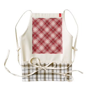 Glitter Effect Tartan in Red & Pink Zazzle HEART Apron
