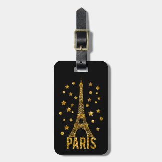 Glitter Eiffel Tower Paris Luggage Tag