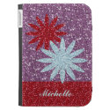 Glitter Girl Red Purple Personalized Kindle Case