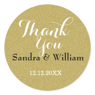Glitter Gold Wedding Thank You Seals Classic Round Sticker