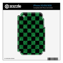 Glitter green and black checkered pattern decal for iPhone 2G