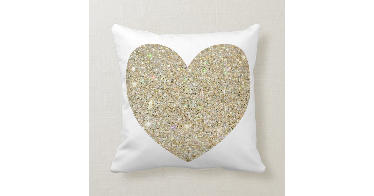 Glitter Heart Throw Pillow Zazzle
