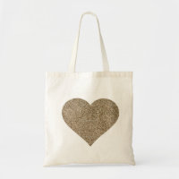 Glitter Heart Wedding Tote Bag