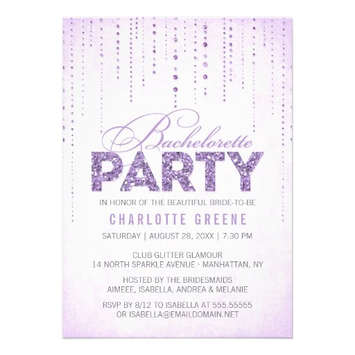 Glitter Look Bachelorette Party Invitation