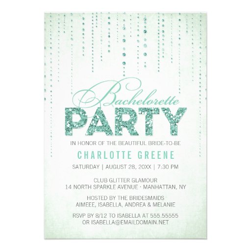 Glitter Look Bachelorette Party Invitation (front side)