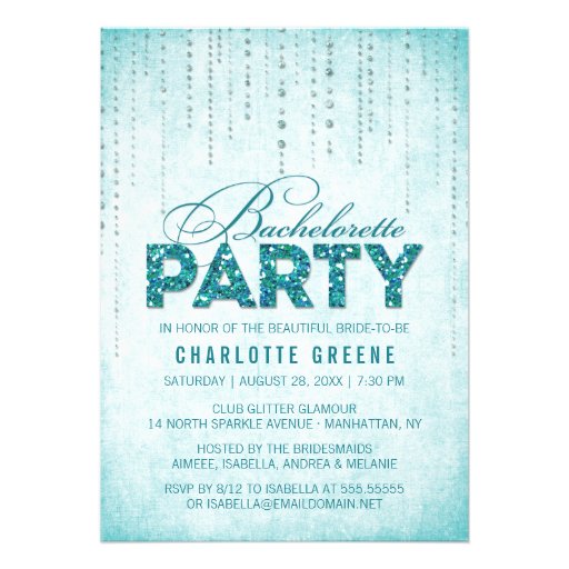 Glitter Look Bachelorette Party Invitation