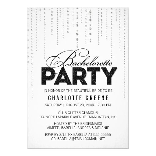 Glitter Look Bachelorette Party Invitation (front side)