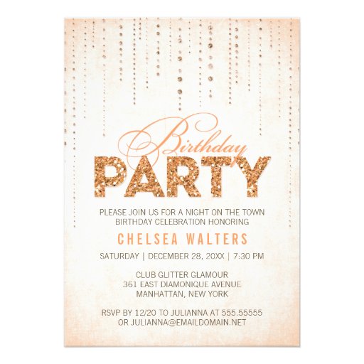 Glitter Look Birthday Party Invitation