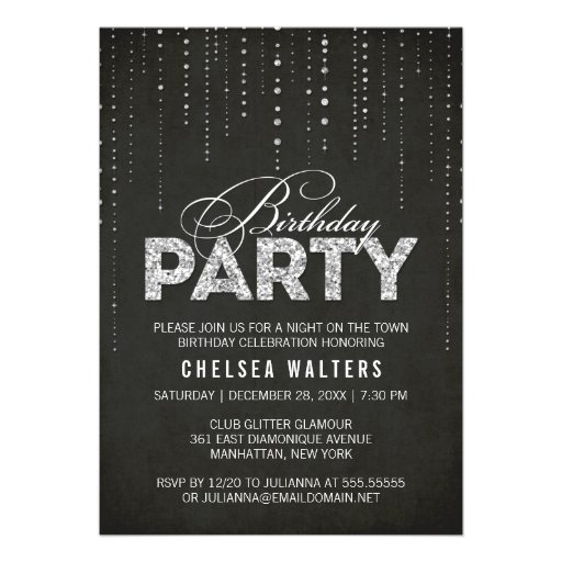 Glitter Look Birthday Party Invitation
