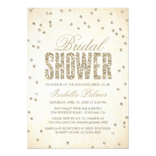 Glitter Look Confetti Bridal Shower Invitation