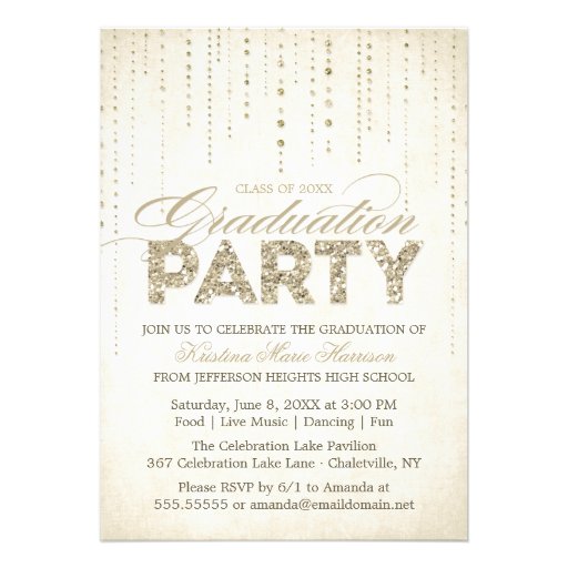 Glitter Look Graduation Party Invitation (front side)